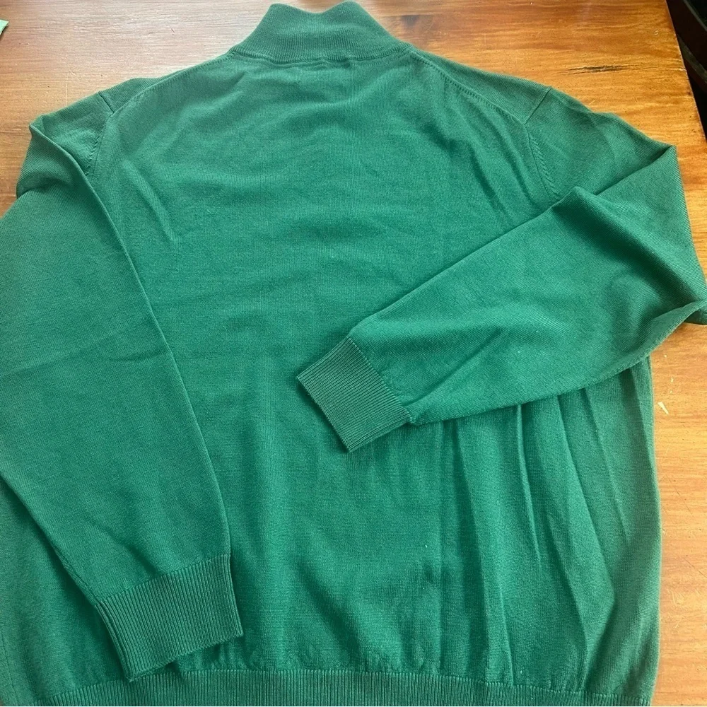 Belford Men 100% Extrafine Merino Wool. Size L Green Quarter zip St Patrick’s - Picture 7 of 10